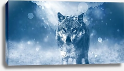 Постер Волк на фоне снежного леса