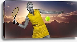 Постер Теннисистка на фоне заката