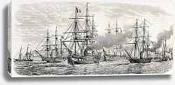 Постер French fleet in China leaving Tche-fou towards Pe-thang. Created by Lebreton, published on L'Illustr