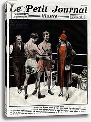 Постер Неизвестен For the beautiful eyes of a beautiful woman: a woman who did not know which sigher to choose them offered to compete in boxing combat in the ring. Engraving. One of the journal “” Le Petity Journal illustrious”, 1924. Private collection.