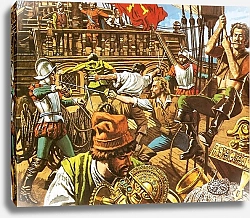Постер Пэйн Роджер Sir Francis Drake attacking the Spanish