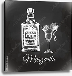 Постер Маргарита и бутыль текилы