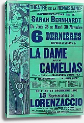 Постер Муха Альфонс Poster advertising 'La Dame aux Camelias' by Alexandre Dumas, and 'Lorenzaccio' by Alfred de Musset, starring Sarah Bernhardt, Theatre du Renaissance, Paris, 1897