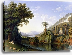 Постер Хаккерт Якоб (Jakob Philipp Hackert) Landschaft mit Motiven des Englischen Gartens in Caserta