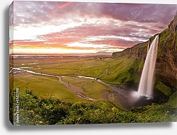 Постер Водопад Сельяландсфосс, Исландия