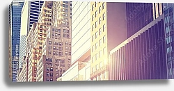 Постер Панорамная фотография зданий Манхэттена на закате