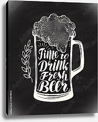 Постер Стакан крафтового пива с пеной и надписью