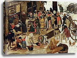 Постер Брейгель Питер Старший The Payment of the Tithe, or The Census at Bethlehem, detail, after 1566