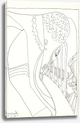 Постер Мескита Сэмюэль Mannenkop met snor en baard in profiel naar rechts