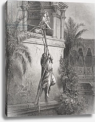 Постер Доре Гюстав The Escape of David through the Window, illustration from Dore's 'The Holy Bible', 1866