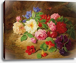 Постер Лауэр Йозеф A Forest Floor with Roses and a Butterfly