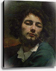 Постер Курбе Гюстав (Gustave Courbet) Self Portrait or, The Man with a Pipe, c.1846