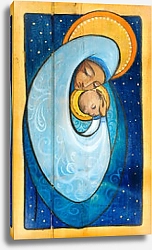 Постер Мадонна и младенец Иисус, рисунок по дереву