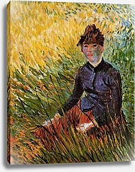 Постер Ван Гог Винсент (Vincent Van Gogh) Женщина, сидящяя на траве