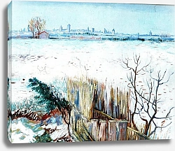 Постер Ван Гог Винсент (Vincent Van Gogh) Заснеженный пейзаж с Арлем на заднем плане