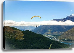 Постер Параплан в небе, Квинстаун, Новая Зеландия