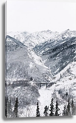 Постер Железнодорожный мост в зимних горах