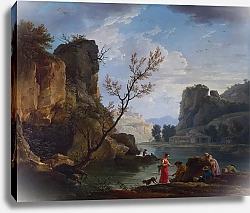 Постер Верне Клод Река с рыбаками