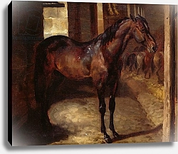 Постер Жерико Теодор Dark Bay Horse in the stable