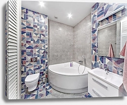 Постер Интерьер ванной комнаты с плиткой в современном стиле
