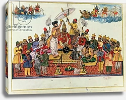 Постер Школа: Индийская 18в Indra, king of the gods, being anointed with soma