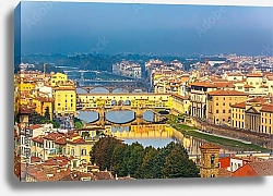 Постер Италия, Флоренция. Вид на мосты через реку Арно
