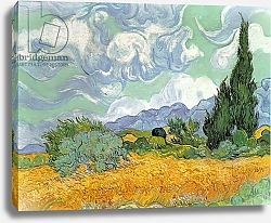 Постер Ван Гог Винсент (Vincent Van Gogh) Wheatfield with Cypresses, 1889