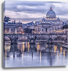 Постер Италия. Рим. Река Тибр в сумерках