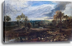 Постер Рубенс Петер (Pieter Paul Rubens) Пейзаж с пастухом и его стадом 1