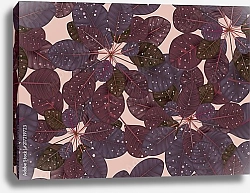 Постер Фиолетовые листья на розовом фоне