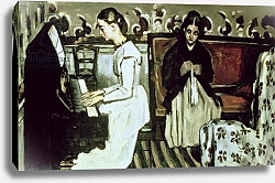 Постер Сезанн Поль (Paul Cezanne) Girl at the Piano, 1868-69