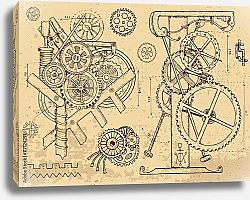 Постер Старые механизмы и машины в стиле стимпанк