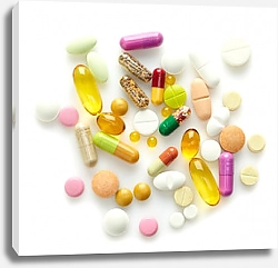 Постер Разноцветные таблетки и капсулы