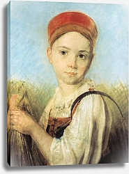 Постер Венецианов Алексей Крестьянская девушка с серпом во ржи
