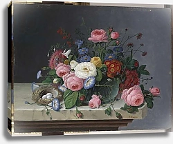 Постер Розен Северин Still Life with Flowers and Bird's Nest, after 1860
