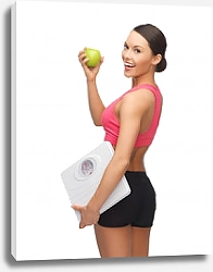 Постер Девушка с весами и зеленым яблоком