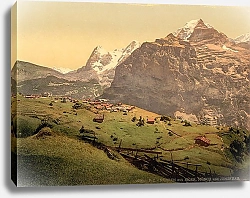 Постер Швейцария. Деревня Мюррен и горы Эйгер, Монх и Юнгфрау