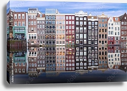 Постер Голландия, Амстердам. Отражения в канале №2