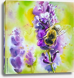 Постер Медоносная пчела на цветке лаванды