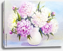 Постер Розовые цветы в белой вазе