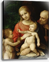 Постер Корреджо (Correggio) The Virgin and Child surrounded by St John the Baptist and St Joseph, 1517