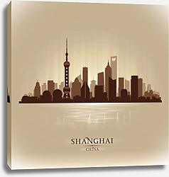 Постер Шанхай, Китай. Силуэт города