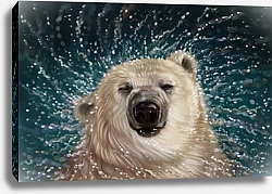 Постер Белый медведь в брызгах воды