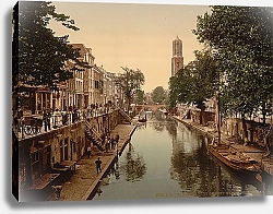 Постер Нидерланды. Утрехт, старинный мост и канал