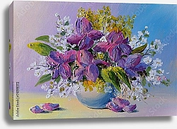 Постер Красочный букет цветов на столе в вазе