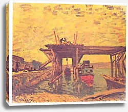 Постер Сислей Альфред (Alfred Sisley) Строительство моста