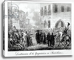 Постер Леком Ипполит Destruction of the Inquisition in Barcelona, 10th March 1820, engraved by Godefroy Engelmann