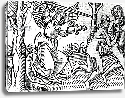 Постер Школа: Английская 15в The Expulsion from the Garden of Eden, illustration from Cranmer's Bible, 1540