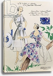 Постер Школа: Французская Sketches and fabric swatches, from 'L'oficiel de la couleur des industries de la mode'