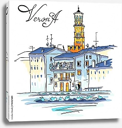 Постер Башня Ламберти, Верона, Италия, эскиз